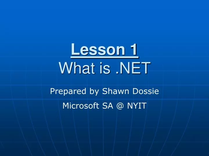 lesson 1 what is net