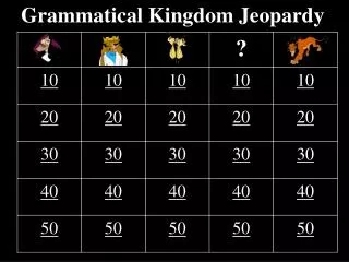 Grammatical Kingdom Jeopardy