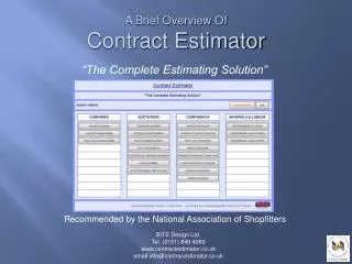 “The Complete Estimating Solution”