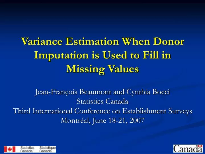 variance estimation when donor imputation is used to fill in missing values