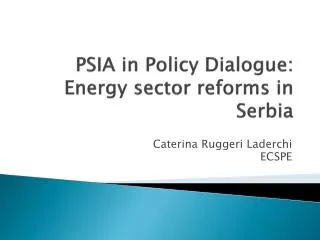 PSIA in Policy Dialogue: Energy sector reforms in Serbia