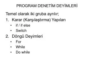 PROGRAM DENETİM DEYİMLERİ