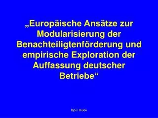 „Europäische Ansätze zur Modularisierung der Benachteiligtenförderung und empirische Exploration der Auffassung deutsch