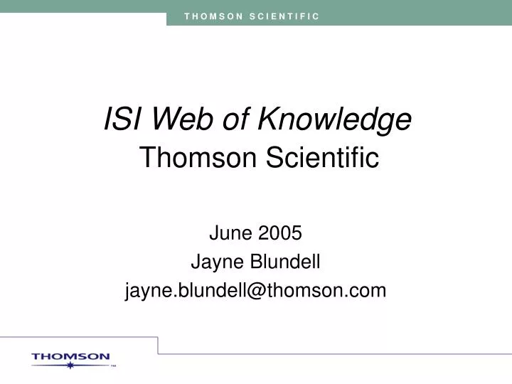 isi web of knowledge thomson scientific