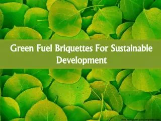 GREEN FUEL BRIQUETTES FOR SUSTAINABLE DEVELOPMENT