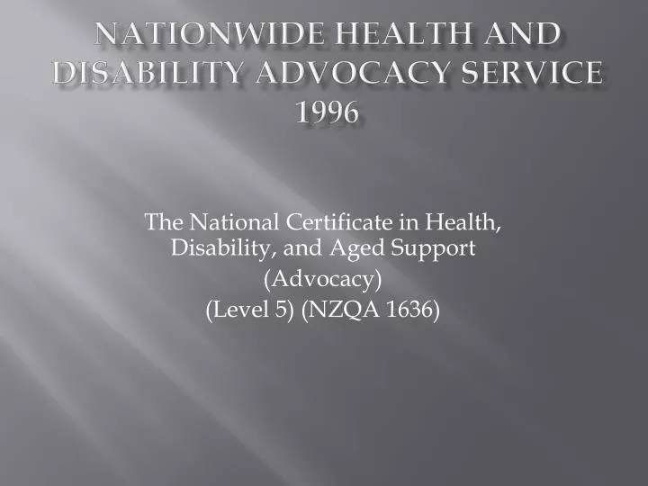 nationwide health and disability advocacy service 1996