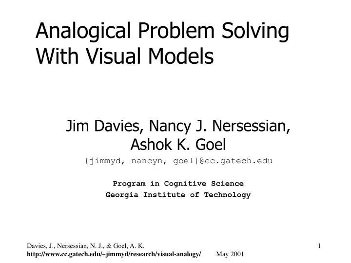 analogical problem solving with visual models