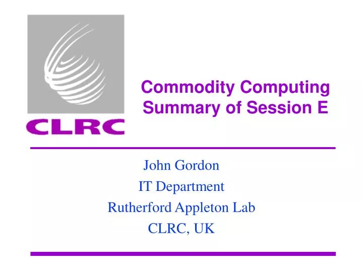 commodity computing summary of session e