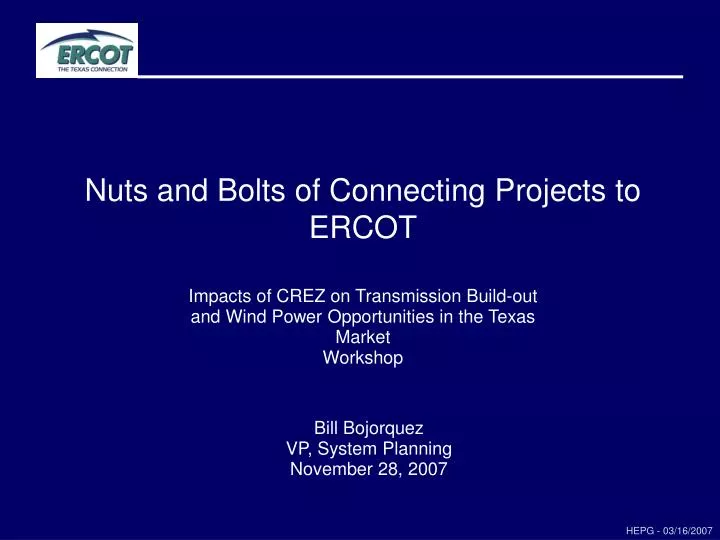 nuts and bolts of connecting projects to ercot