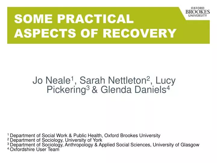 some practical aspects of recovery