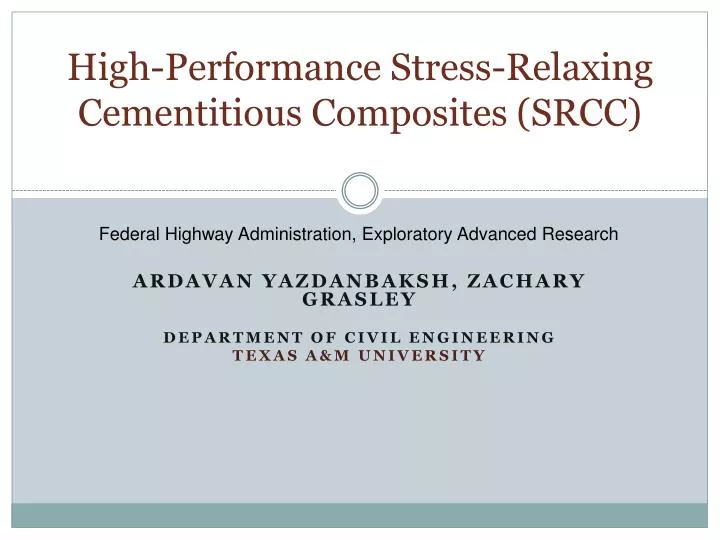 high performance stress relaxing cementitious composites srcc