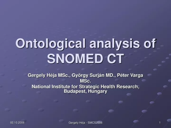 ontological analysis of snomed ct