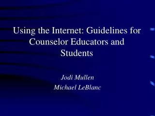 Using the Internet: Guidelines for Counselor Educators and Students