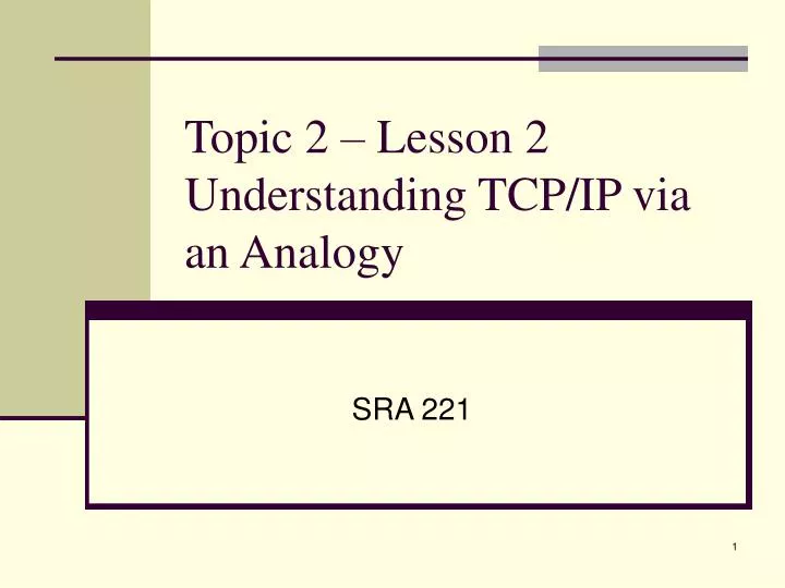 topic 2 lesson 2 understanding tcp ip via an analogy
