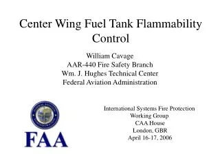 Center Wing Fuel Tank Flammability Control