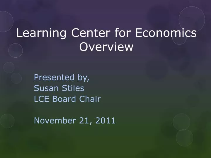 learning center for economics overview