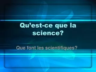 qu est ce que la science