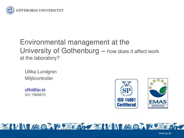 environmental management at the university of gothenburg how does it affect work at the laboratory
