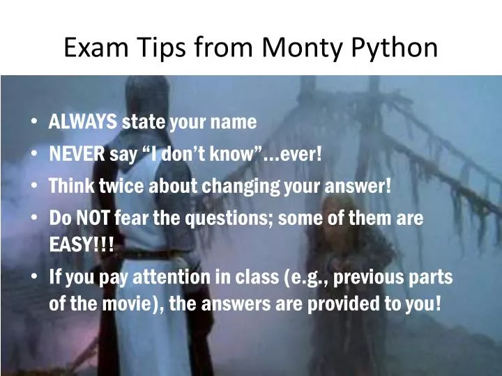 exam tips from monty python