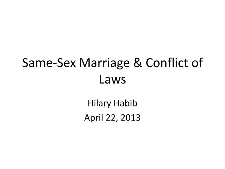 same sex marriage conflict of laws