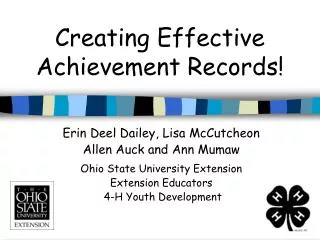 Creating Effective Achievement Records!