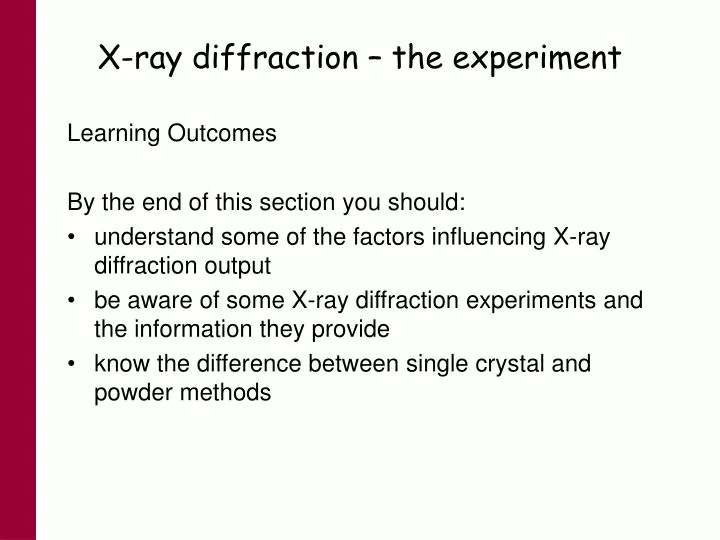 x ray diffraction the experiment