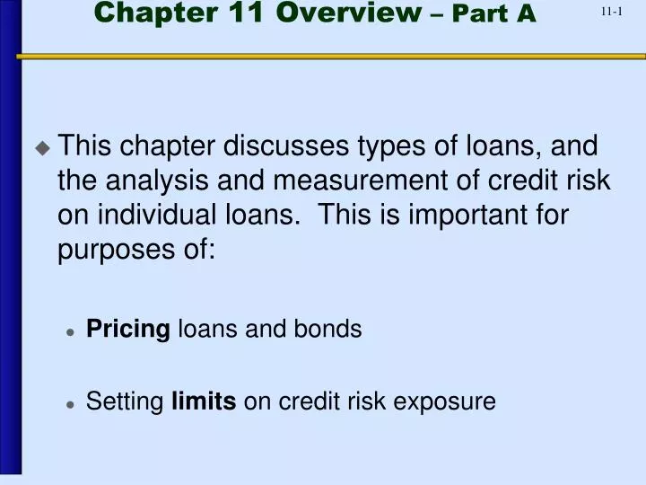 chapter 11 overview part a