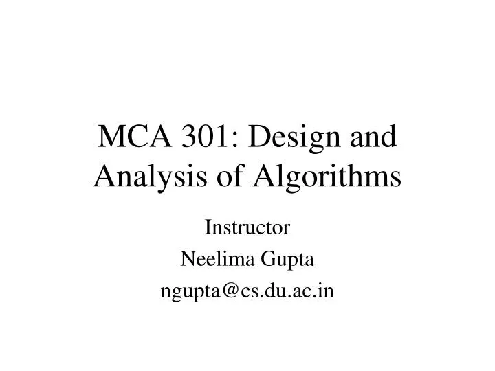mca 301 design and analysis of algorithms