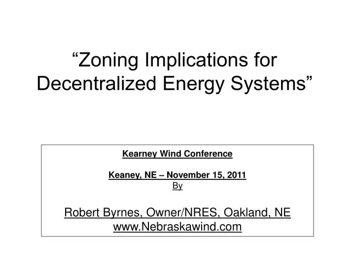 zoning implications for decentralized energy systems