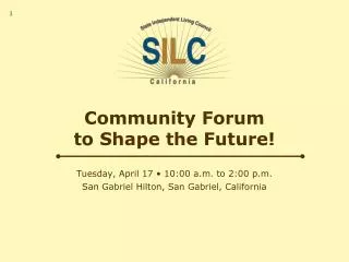 Community Forum to Shape the Future!