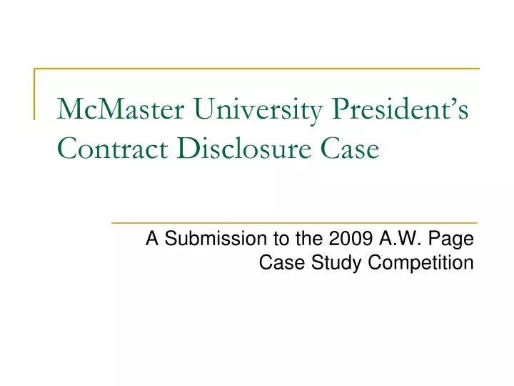 mcmaster university president s contract disclosure case