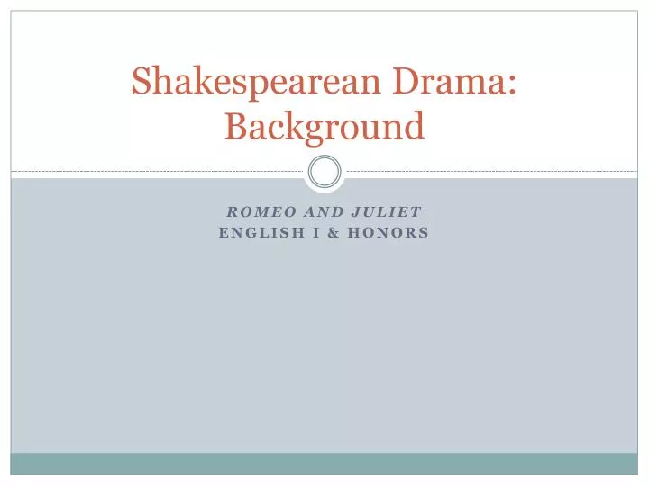 shakespearean drama background