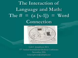The Interaction of Language and Math: The # = (a [x-1]) = Word Connection