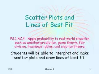 Scatter Plots and Lines of Best Fit