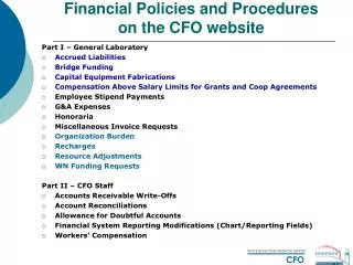 Financial Policies and Procedures on the CFO website