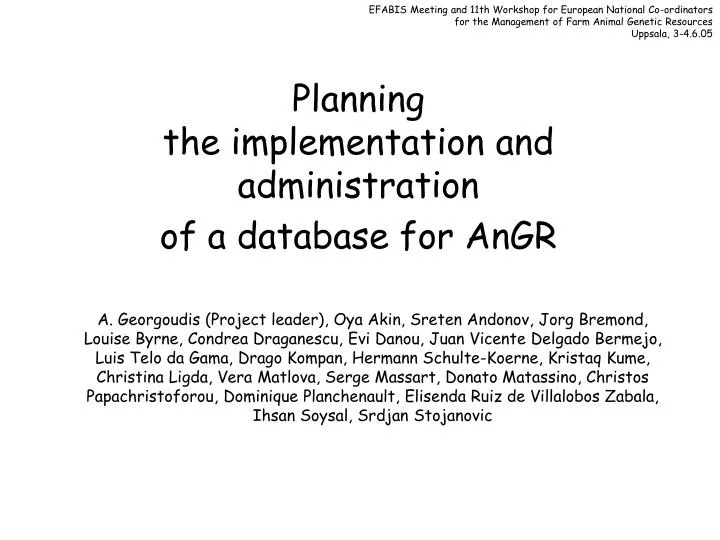 planning the implementation and administration of a database for angr