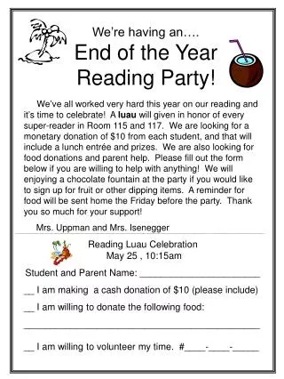 We’re having an…. End of the Year Reading Party!
