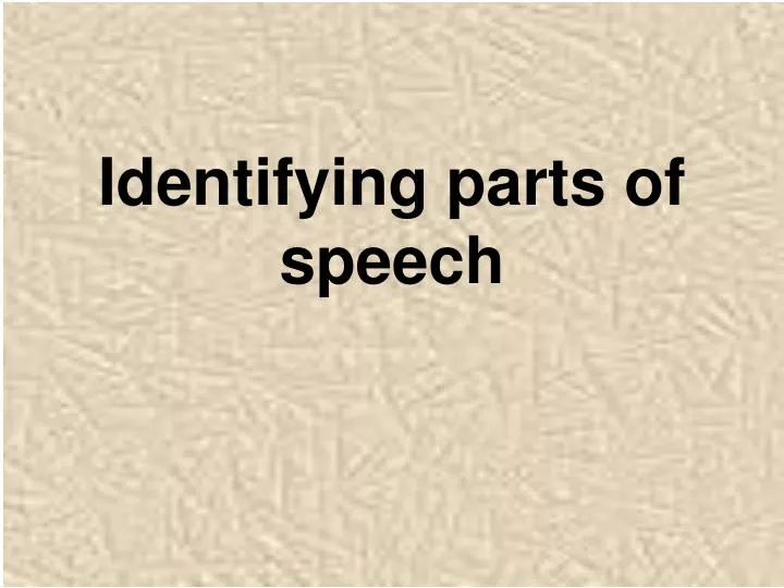 identifying parts of speech