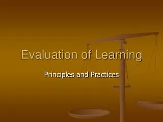 Evaluation of Learning