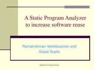 A Static Program Analyzer to increase software reuse