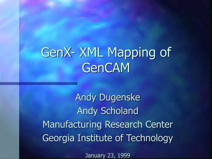 genx xml mapping of gencam