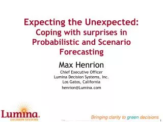 Expecting the Unexpected: Coping with surprises in Probabilistic and Scenario Forecasting