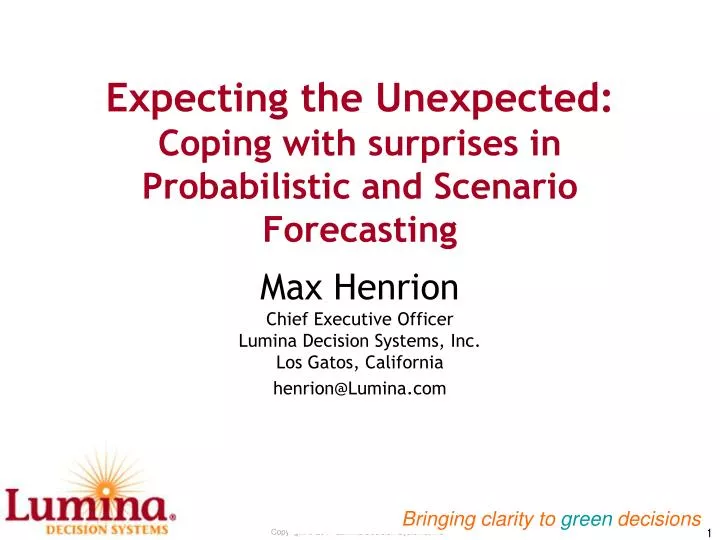 expecting the unexpected coping with surprises in probabilistic and scenario forecasting
