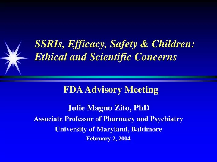 ssris efficacy safety children ethical and scientific concerns