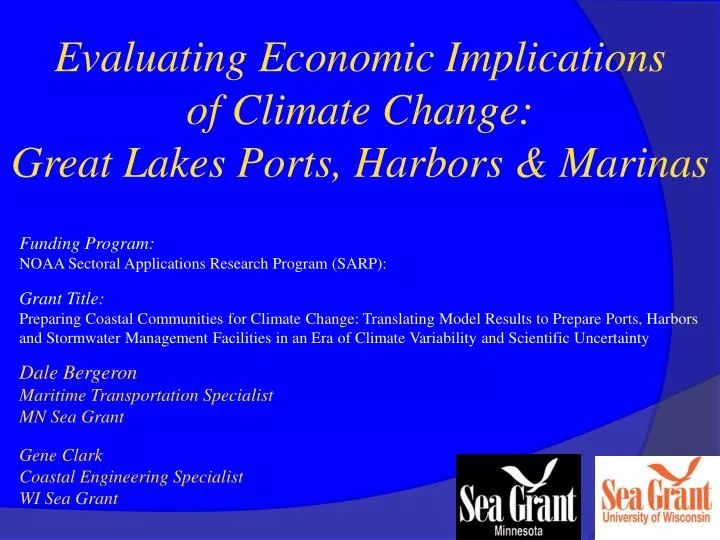 evaluating economic implications of climate change great lakes ports harbors marinas