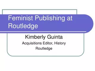 Feminist Publishing at Routledge