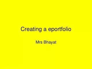 Creating a eportfolio