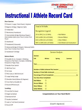 Instructional I Athlete Record Card