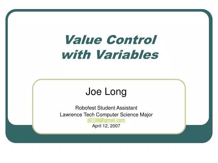 value control with variables
