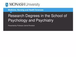 Research Degrees in the School of Psychology and Psychiatry